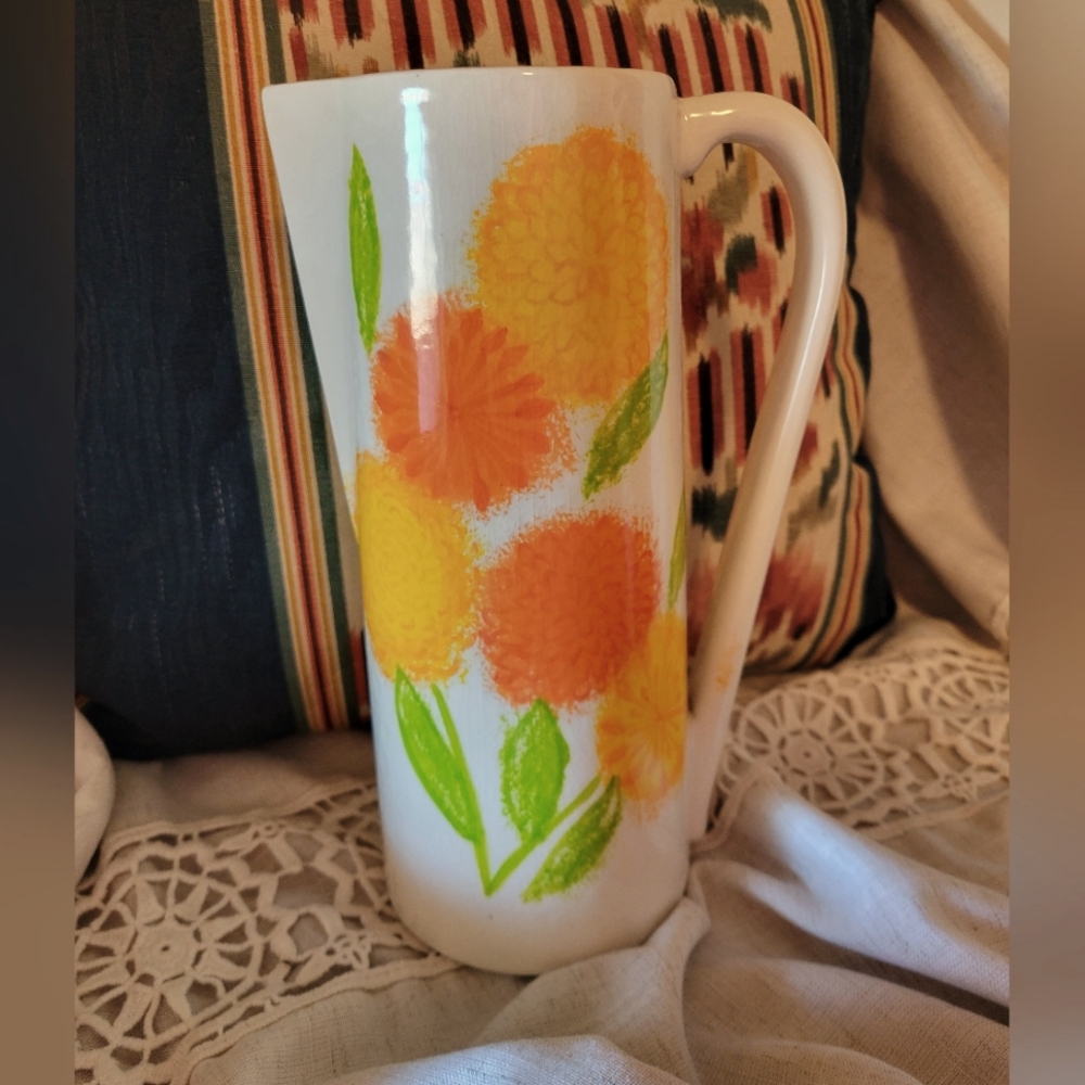 1960s, Handpainted Water Pitcher, Vase